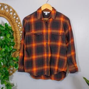 Old Navy As Seen On Swifty Evermore Orange Flannel Shirt Boyfriend Medium